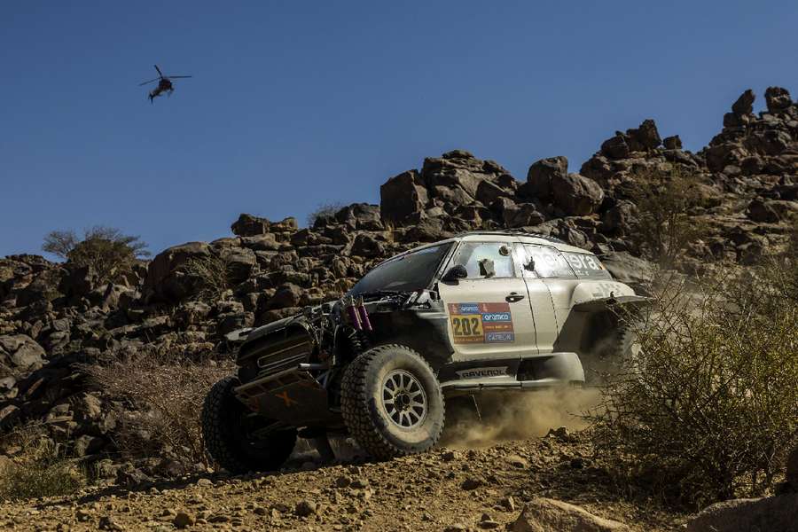 X-raid Mini JCW Team's Guerlain Chicherit and Alexandre Winocq in action during stage 1