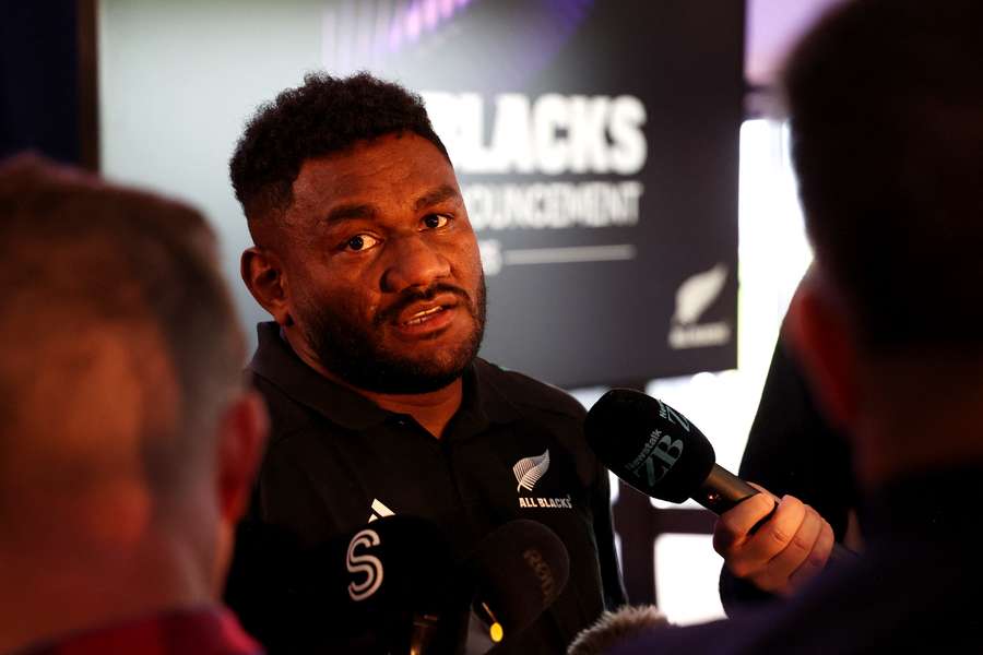 Timoci Tavatavanawai speaks to the media at the All Blacks squad announcement in Taranaki on Monday.