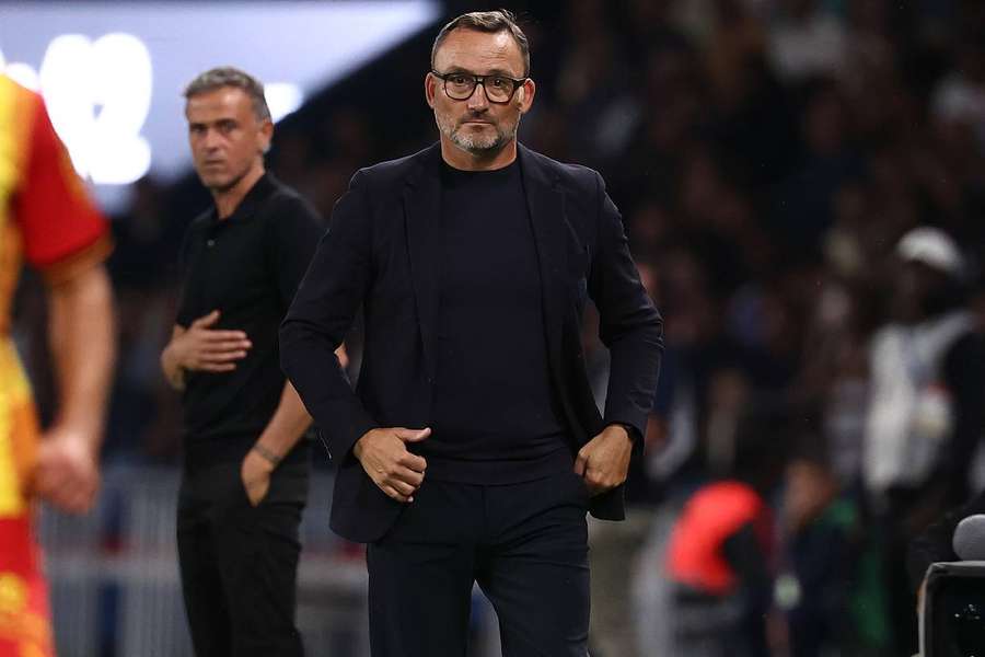Franck Haise lors de la rencontre samedi contre le PSG au Parc des Princes. 