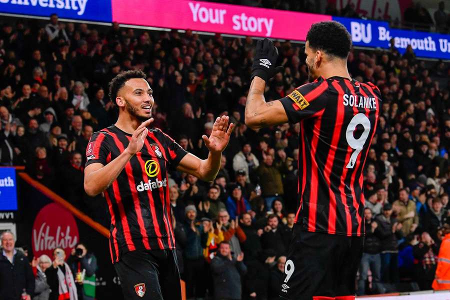 Solanke and Kelly celebrate for Bournemouth
