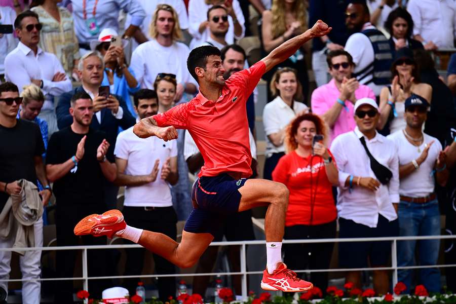Djokovic celebrates winning the French Open