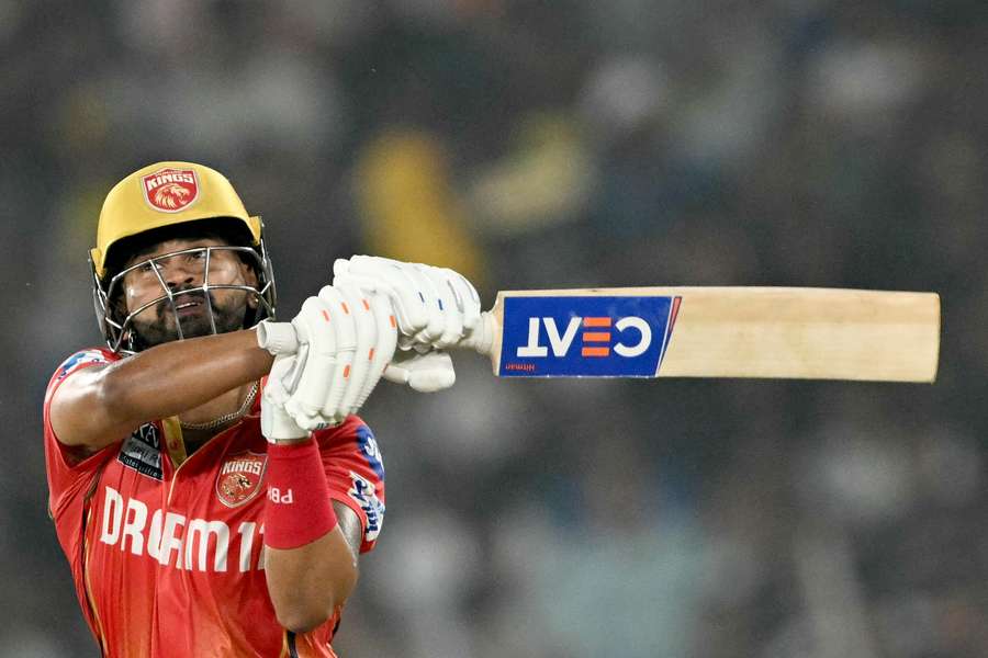 Shreyas Iyer plays a shot during the Indian Premier League match between Gujarat Titans and Punjab Kings