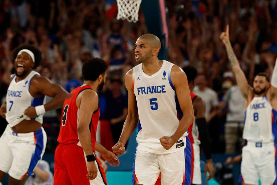 Nicolas Batum of France celebrates team win