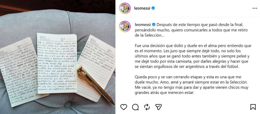 Messi fez um textão de despedida em seu Instagram Messi fez um textão de despedida em seu Instagram
