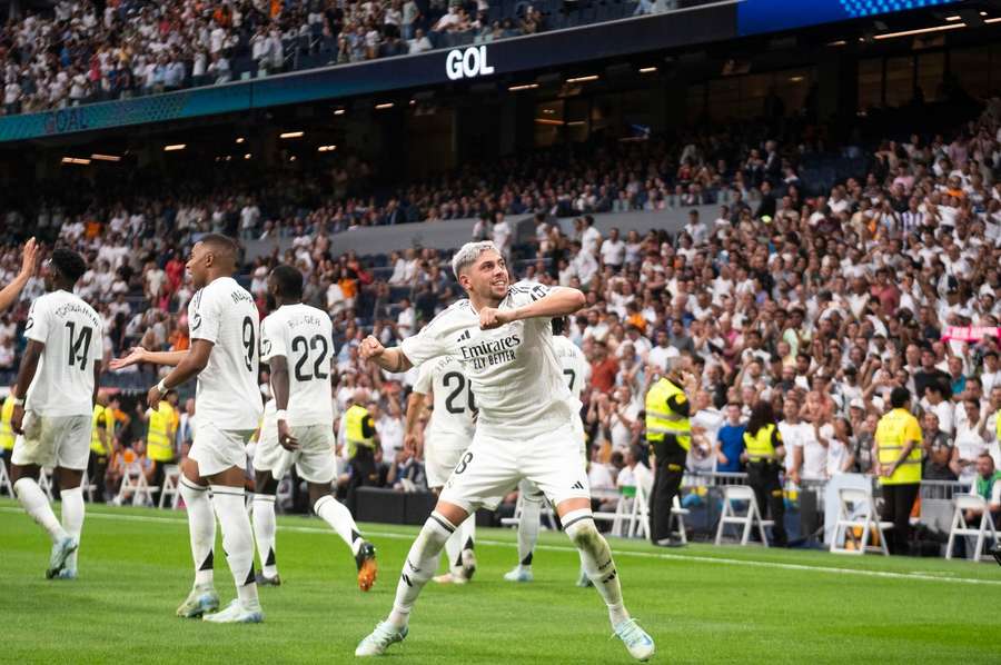 Valverde celebra el 1-0.