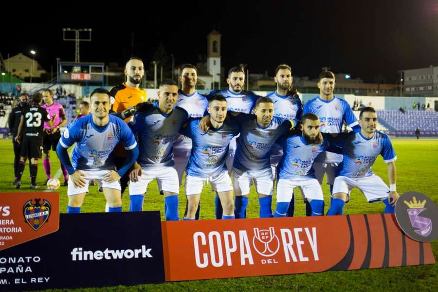 O time do Huracán Melilla na partida contra o Levante