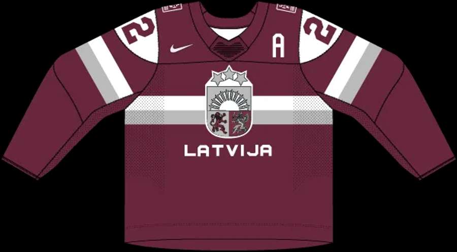 Bordó dres Lotyšska.