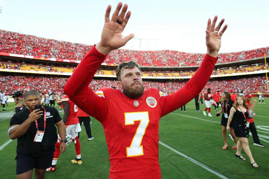 The undefeated Kansas City Chiefs lose kicker Harrison Butker to knee injury