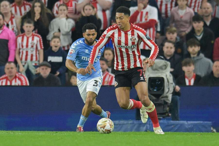 Sunderland's Jobe Bellingham against Coventry Sunderland's Jobe Bellingham against Coventry