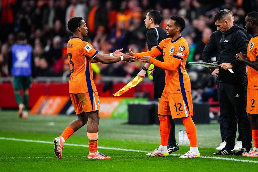 Jurrien Timber gets replaced by Quinten Timber in the Netherlands' World Cup qualifier against Lithuania in November 2025