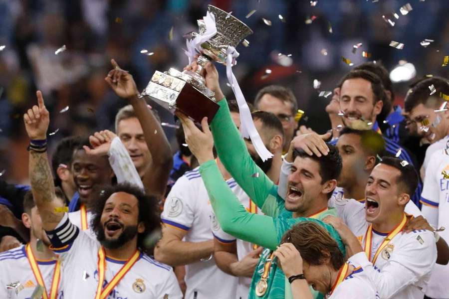 La festa del Real Madrid dopo la vittoria della Supercoppa di Spagna dello scorso anno