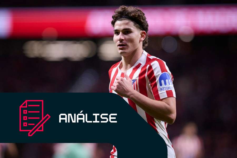 Julián Alvarez durante um jogo recente da LaLiga Julián Alvarez durante um jogo recente da LaLiga