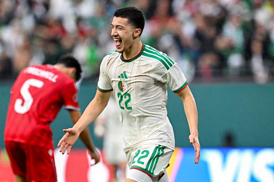 Ibrahim Maza après son but contre la Guinée équatoriale.