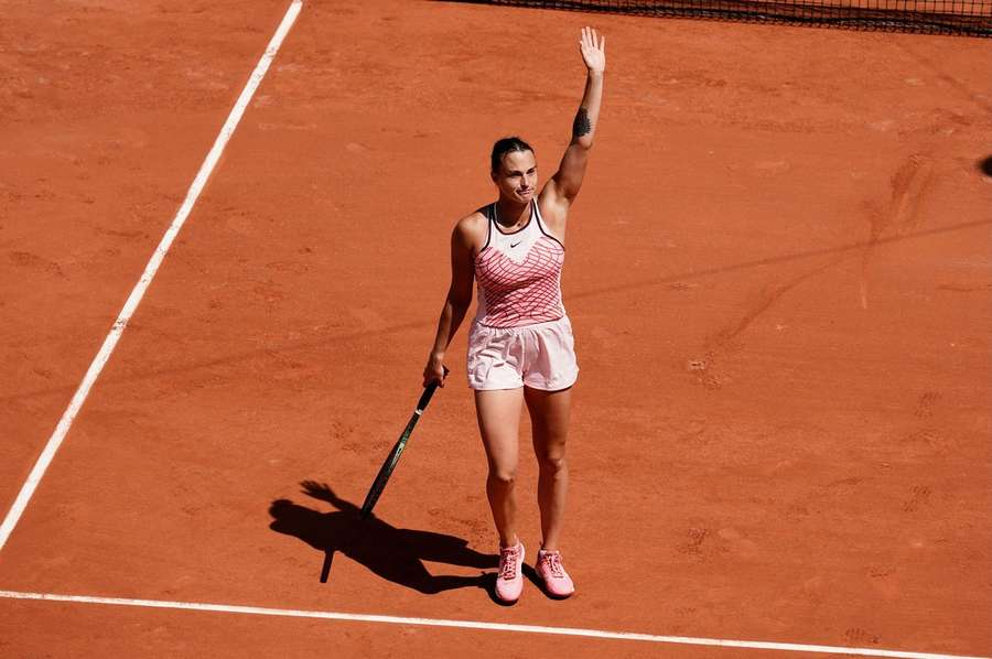 Sabalenka celebrates her first round win