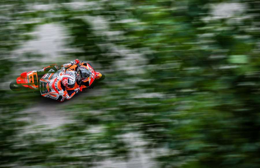 Marc Marquez steers his bike ahead of the MotoGP Germany Grand Prix