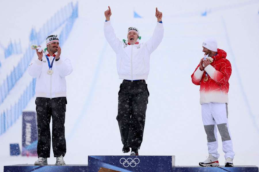 The athletes on the podium after the ski cross final