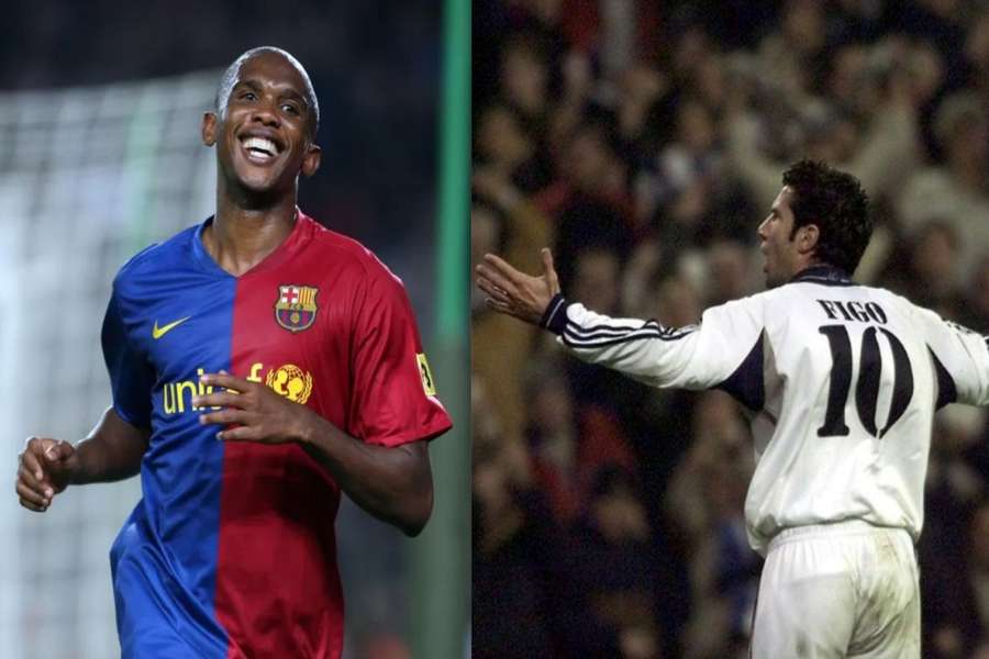 Eto'o and Figo, players who took part in the Clásico on both sides