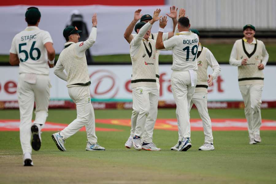 Boland celebrates with teammates