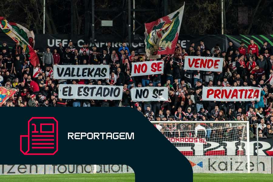 Adepros do Rayo Vallecano em protesto em Vallecas