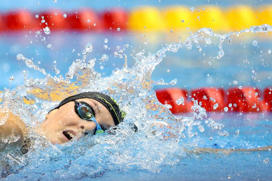 Marrit Steenbergen in actie op de 200 meter vrije slag op het WK