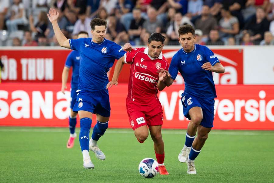 Dinamo Zagreb in action against Thun in Champions League qualifying.