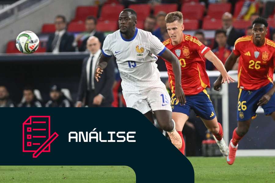 Ibrahima Konaté tenta fugir à marcação de Olmo