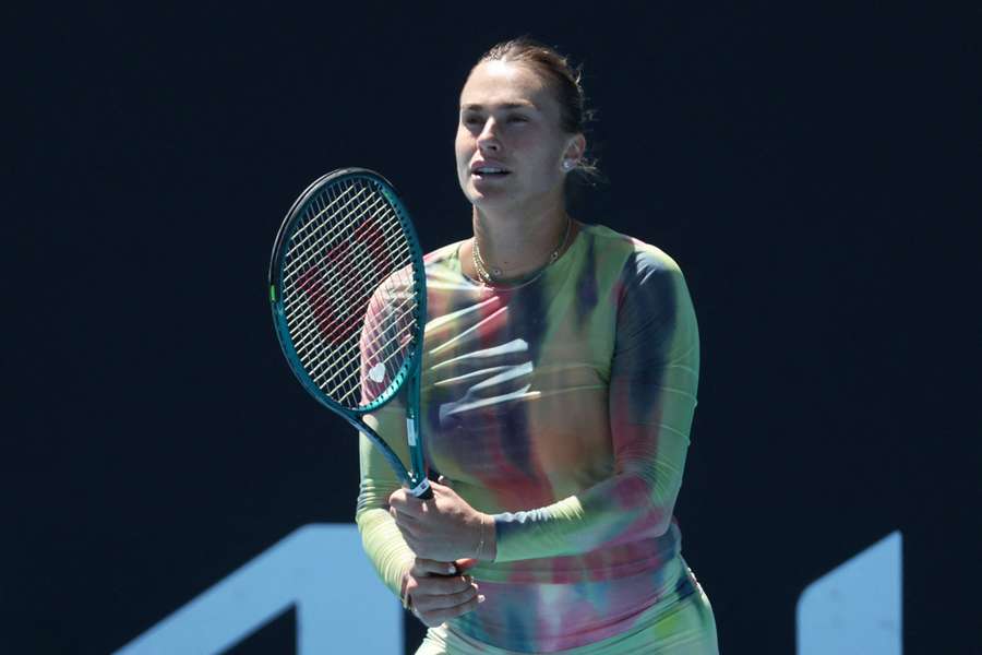 Sabalenka, en el entrenamiento previo.