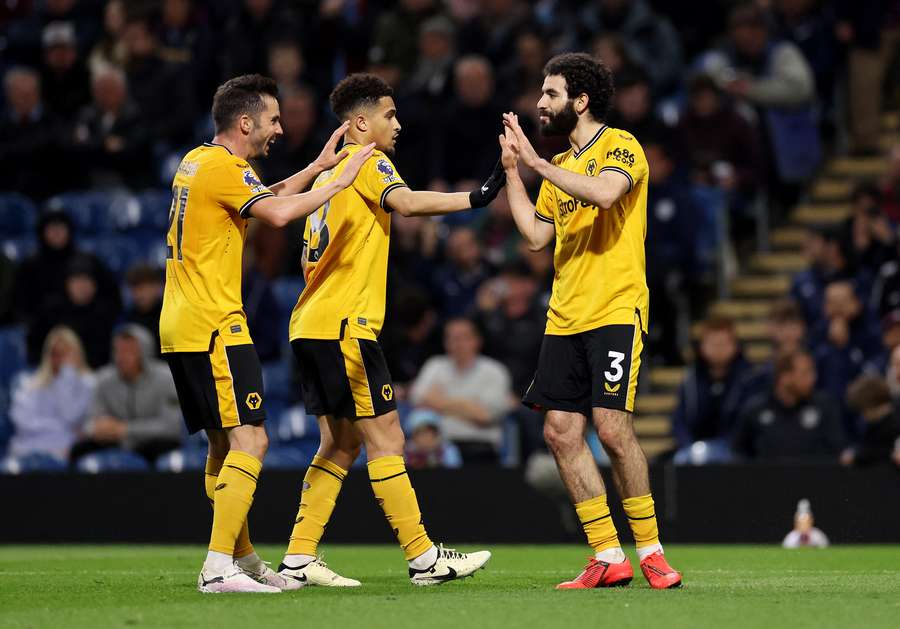 Rayan Ait-Nouri of Wolverhampton Wanderers celebrates scoring his team's first goal