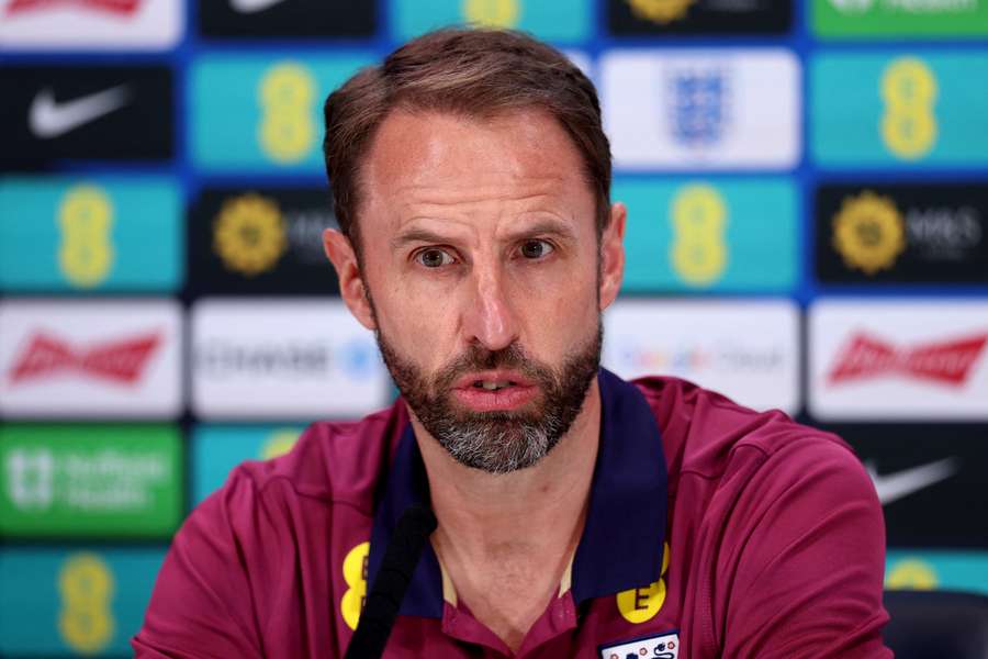 Gareth Southgate talks to the media during a press conference