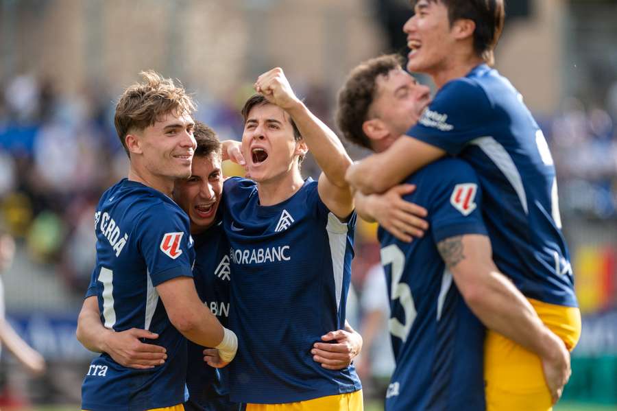 El Andorra celebra un gol en un partido anterior