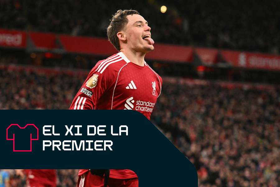 El centrocampista del Liverpool Florian Wirtz celebra