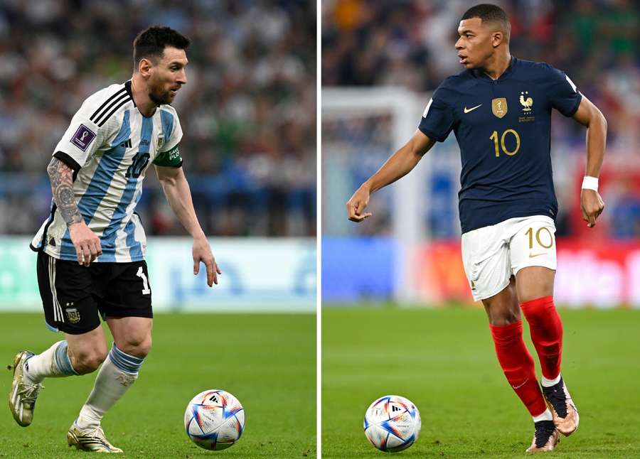 Lionel Messi en Kylian Mbappé, normaliter ploeggenoten bij PSG