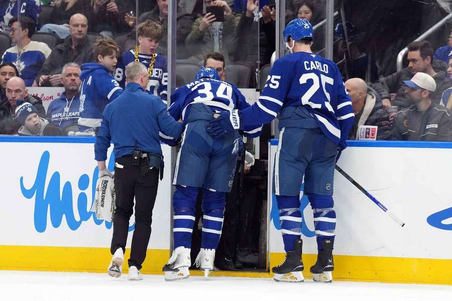 Auston Matthews assisted off the ice as he will miss the rest of the season.