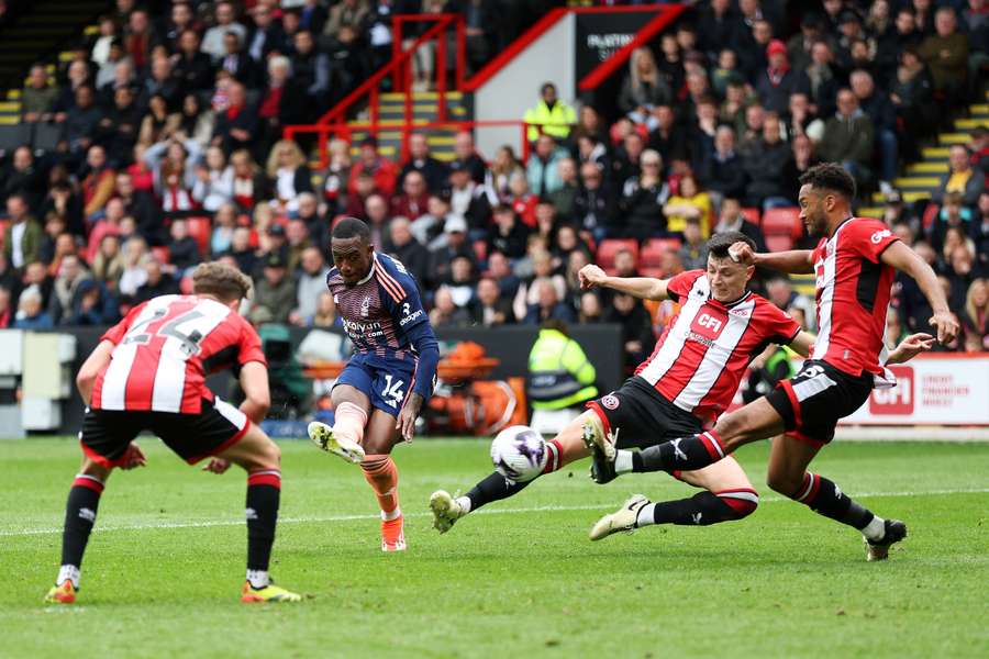 Callum Hudson-Odoi of Nottingham Forest scores his team's third goal