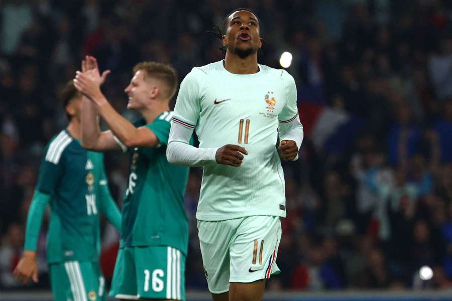Olise celebrates for France Olise celebrates for France
