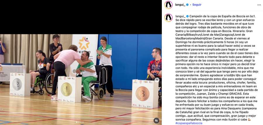 Publicación de 'El Langui' tras ganar la Copa de España Publicación de 'El Langui' tras ganar la Copa de España
