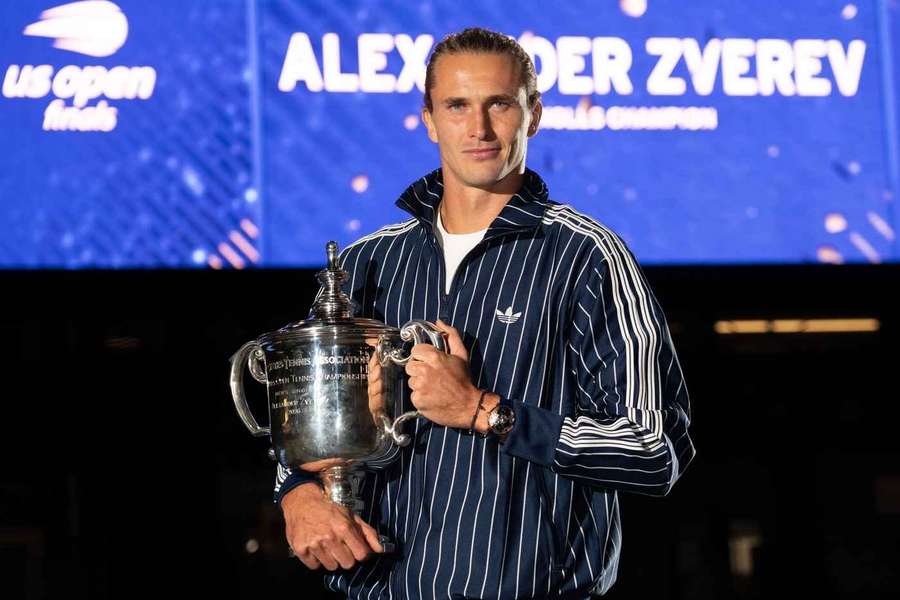 Zverev with the US Open trophy Zverev with the US Open trophy
