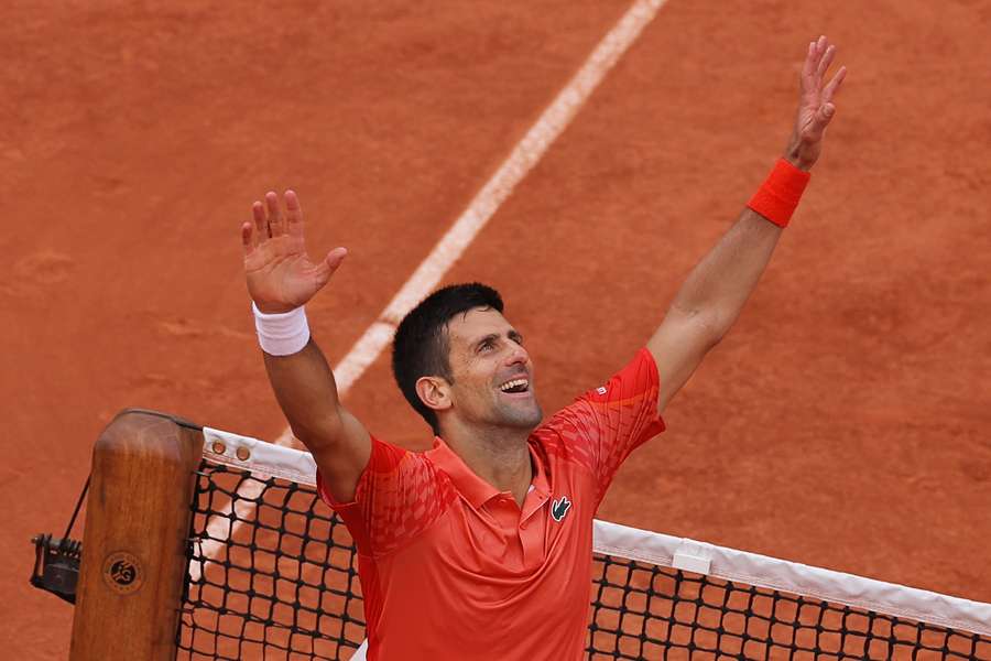 Djokovic celebrates winning the French Open