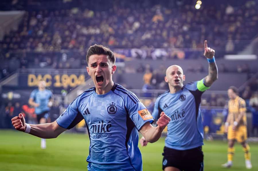 Artur Gajdoš pri gólovej oslave.
