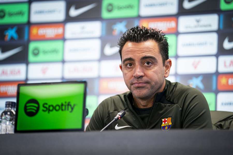 Xavi, lors de la conférence de presse avant Valence - Barça.