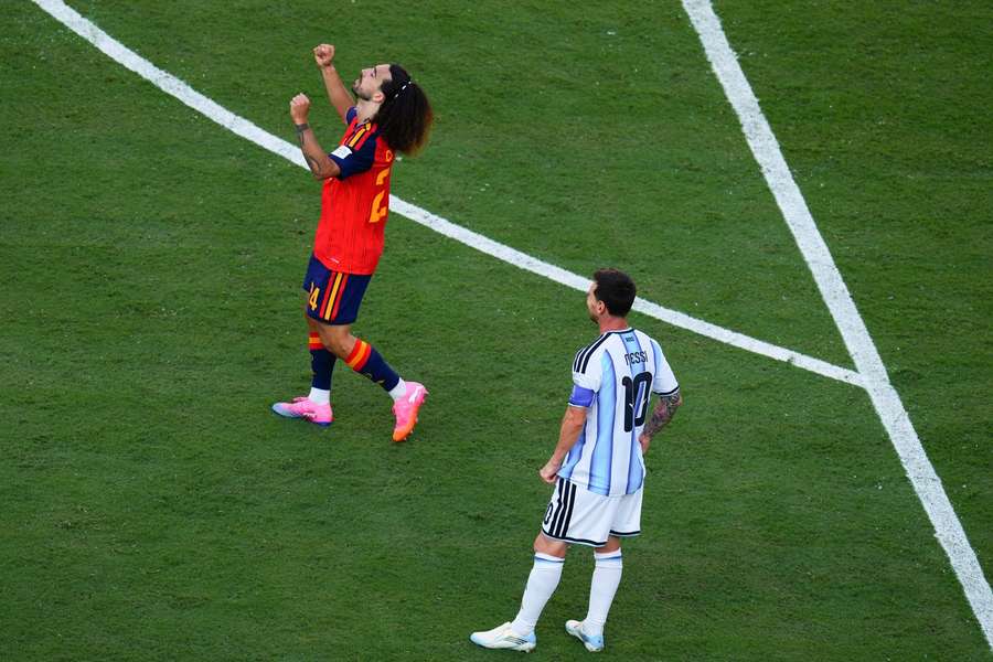 Marc Cucurella celebrates World Cup title in front of Lionel Messi Marc Cucurella celebrates World Cup title in front of Lionel Messi