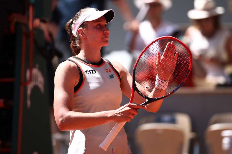 Elena Rybakina celebrates her win