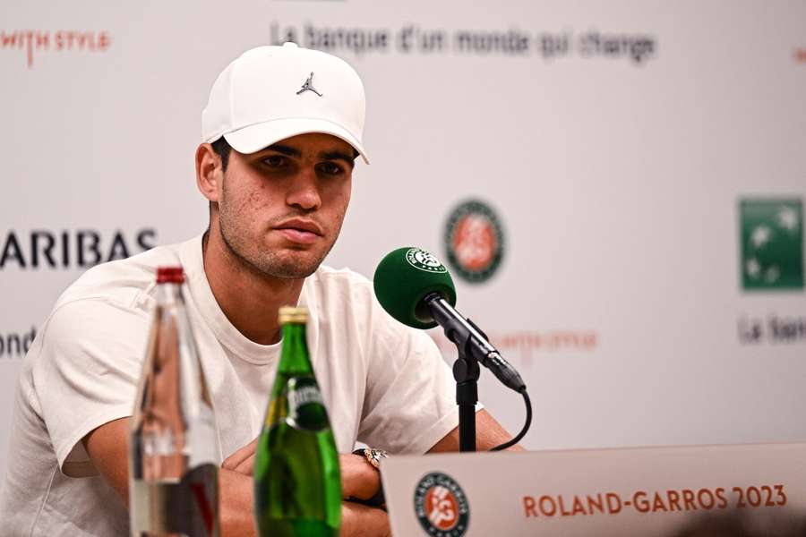 Alcaraz, en una rueda de prensa de Roland Garros 