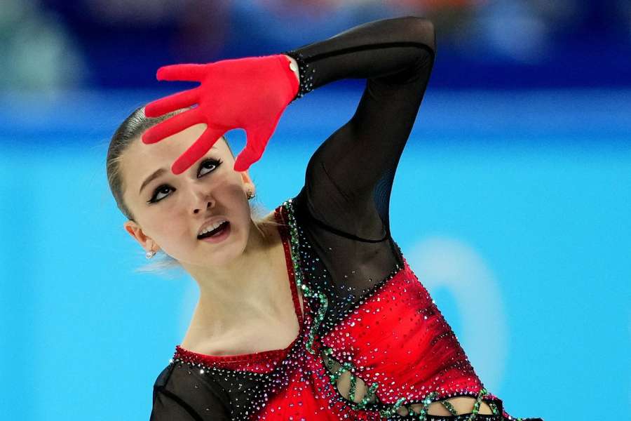 Kamila Valieva on the ice during the Winter Olympics last year