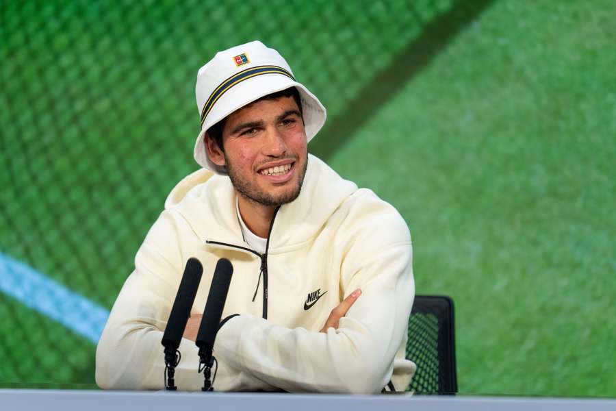 Alcaraz speaks to the media after his Wimbledon victory