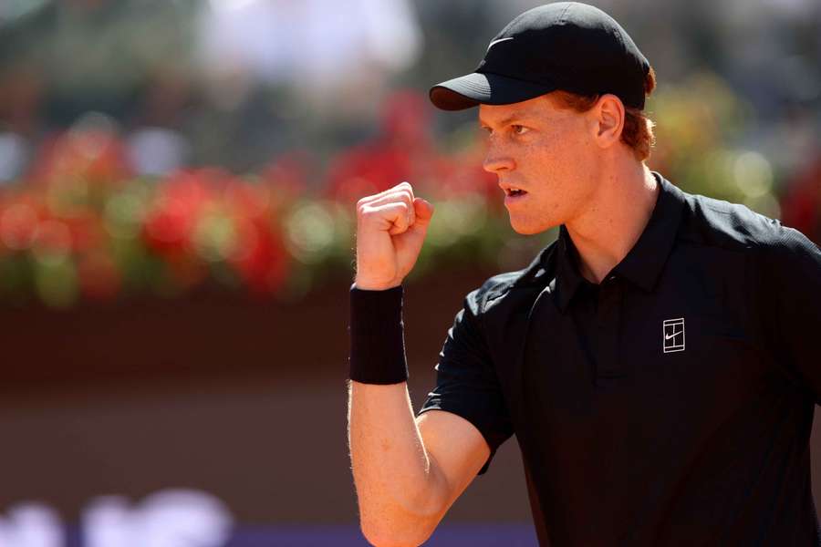 Jannik Sinner reacts during his third round match against Alexei Popyrin