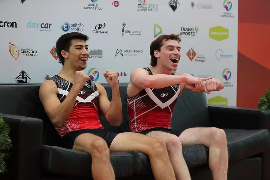 Gabriel Albuquerque e Lucas Santos conquistaram medalha de ouro na prova de trampolim sincronizado da Taça do Mundo Gabriel Albuquerque e Lucas Santos conquistaram medalha de ouro na prova de trampolim sincronizado da Taça do Mundo