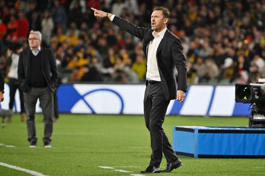 Tony Popovic gestures during the FIFA World Cup 2026 qualifier between Australia and China in Adelaide