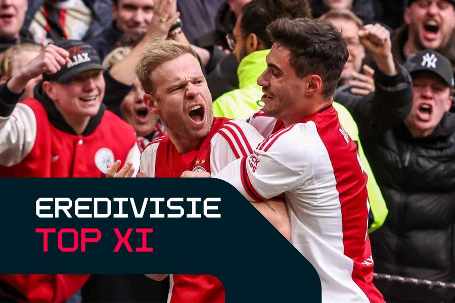 Ajax's Davy Klaassen and Lucas Rosa celebrate after Klaassen scored the 1-0 against Feyenoord Ajax's Davy Klaassen and Lucas Rosa celebrate after Klaassen scored the 1-0 against Feyenoord