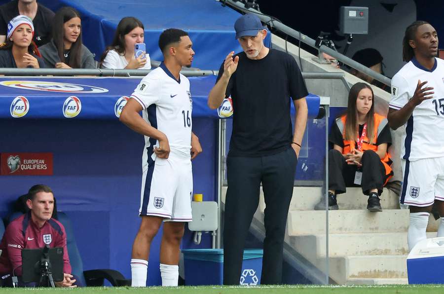 Tuchel (r.) und Alexander-Arnold im Juni 2025